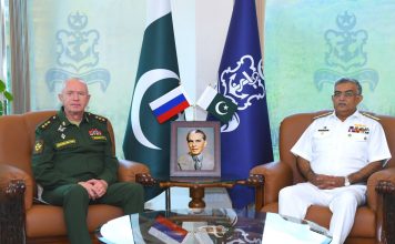 Deputy Minister Of Defense Of Russian Federation H.E Col Gen Alexander V. Fomin And PAK AIR NAVAL CHIEF Admiral Naveed Ashraf Discusses indian And iranian Terrorism At NAVAL HQ Islamabad