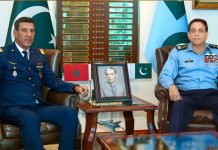 Inspector Royal Moroccan Air Force Major Gen Mohammed Gadih and PAF CHIEF Zaheer Ahmed Babar discuss Regional and Trans-Regional Security